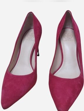 Tory Burch Red Suede Pointed-Toe Pump Classic High Heels Size 7M